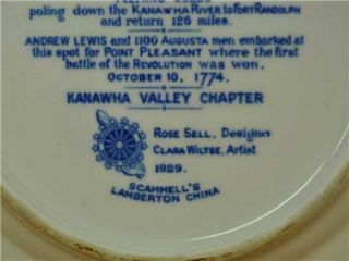 RARE Dar Daughters of The American Revolution Kanawha Valley Plate 