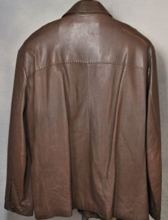 Andrew Marc Marc New York Leather Jacket Zippr Front Lined Brown Mens 