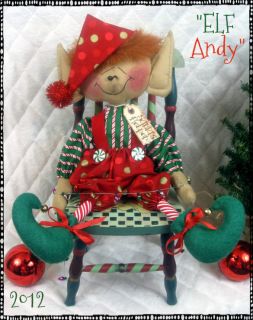 Primitive Raggedy Christmas 14 Elf Andy Santas Littlest Elf w 