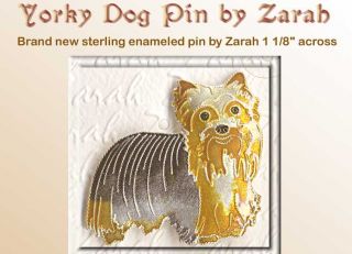 Enamel Sterling Yorkshire Terrier Yorkie Dog Pin Zarah
