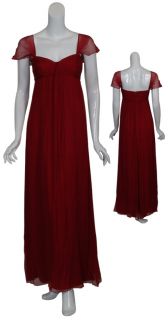 Amsale Cranberry Crinkle Chiffon Long Gown Dress 2 New