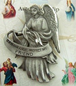   Angel Protect My Friend Genuine Pewter Protection Auto Visor Clip