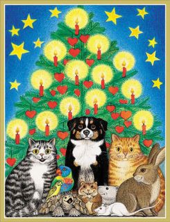 Caspari  Animals in Front of the Tree  Boxed Christmas Cards