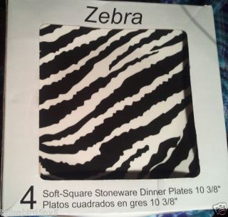 Zebra Print 4pc Square Dinnerware Set by Fisher Home
