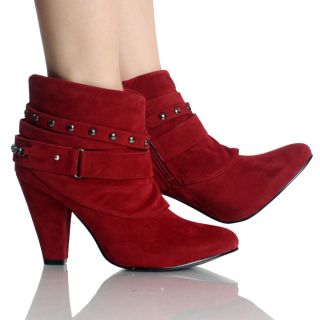Velvet Studded Bootie High Heel Women Ankle Boot Size 6 5