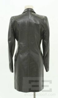 Ann DEMEULEMEESTER Black Leather Button Front 3 4 Length Jacket Size 