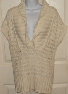 Ann Taylor Gorgeous Cap Sleeve Crochet Ivory Sweater Stunning Sz M 