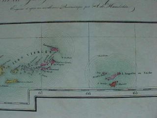 Original 1825 Map Puerto Rico Virgin Islands Anguilla