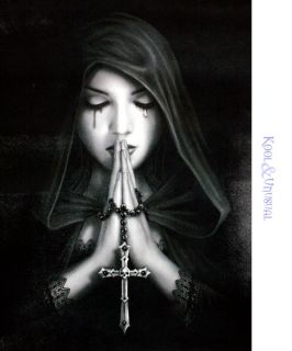 Anne Stokes Wall Art Scroll: Gothic Prayer Tearful Goth Girl with 