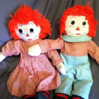 Handmade Raggedy Anne and Andy Dolls