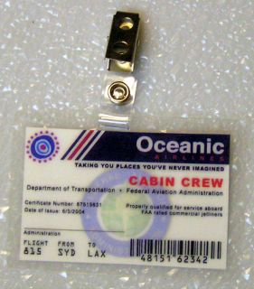Lost TV Series ID Badge Oceanc Airlines Cabin Crew