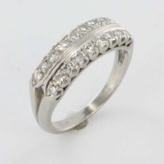   Platinum Diamond Wedding Anniversary Ring Band 0 54 Ctw Estate Jewelry