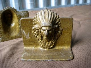 Antique/Vintage INDIAN/NATIVE AMERICAN Brass Bookends, REALLY COOL 