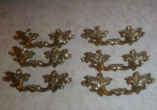 SMALL Antique Brass finish FRENCH Shabby DRAWER PULLS with 2 