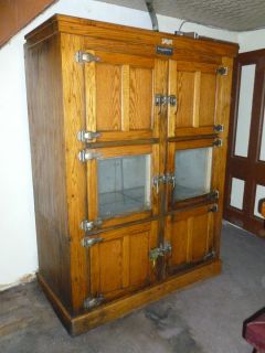   Wooden Refrigerator Antique 1900s Oak Ice Box Chest Vintage