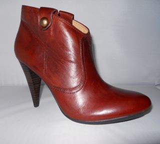 Coach Aliza Rust Brown Leather Ankle Boots Booties