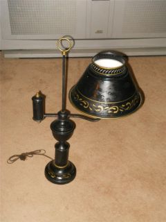Antique Toleware Gold Black Student Lamp