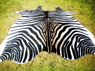 Zebra Print Printed Cowhide Skin Rug Cow Hide DC3614