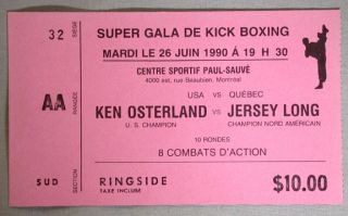 1990 Jersey Long V Ken Osterland Kick Boxing Ticket