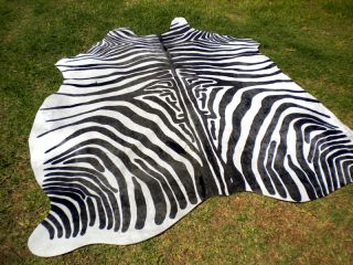 Zebra Print Printed Cowhide Skin Rug Cow Hide DC3687
