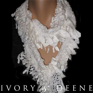 NEW Victorian Antique Cream Scarf VINTAGE LACE Ivory Stretch Italian 