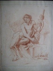 1700s Old Master Drawing Penitent Saint Signed PR