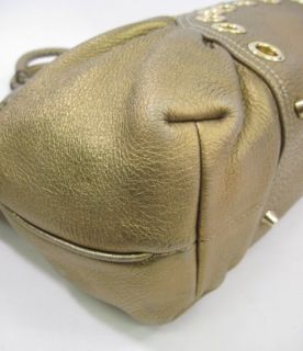 you are bidding on a anya hindmarch gold riveted tote handbag gold 