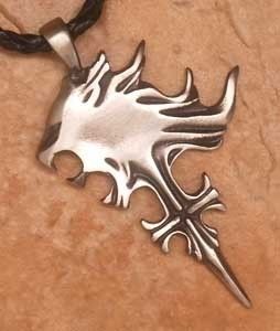 Squall Leonhart Pewter Pendant w Necklace or Key Chain
