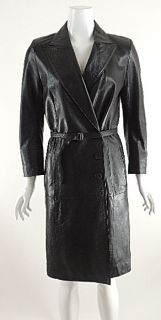 Ann DEMEULEMEESTER Black Lined grained Leather Assymetrical Closure 