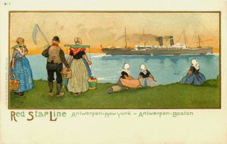   Line Passenger SHIP Advertising 1906 Antwerp to New York Boston