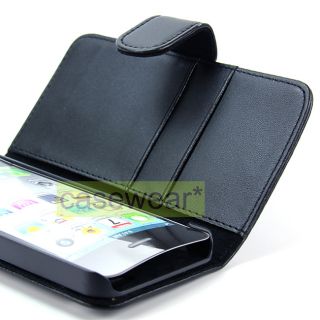 Luxmo Black Leather Flip Pouch Case Cover for Apple iPhone 5 Accessory 