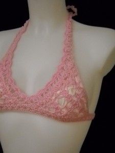Anna Kosturova Pink Crochet Boyshort Bikini Set S