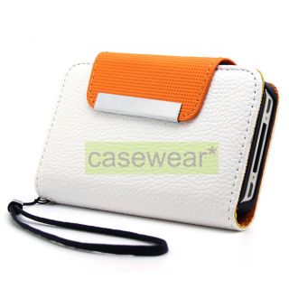 white leather wallet id flip pouch cover case for apple iphone 4 4s 