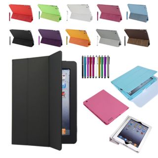  PU Leather Smart Cover Case for Apple New iPad 3 & 2 with Sleep / Wake