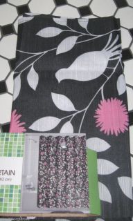 PRETTY PARIS APT CHIC Fabric Shower Curtain BIRD TOILE Pink Black 