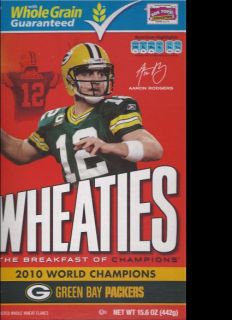 WHEATIES AARON RODGERS GREEN BAY PACKERS WORLD CHAMPION CEREAL BOX