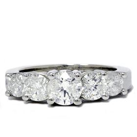 Ladies Real Diamond Ring 2 00ct 5 Stone Anniversary Promise 14k White 
