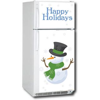 Product Description: This Holiday Snow Man themed refrigerator cover 