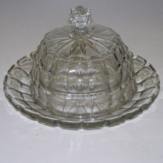 Antique EAPG Pressed Glass Butter Cheese Dish Vintage
