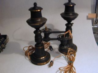   BOSTON HENRY HOOPER AND COMPANY BRONZE ARGAND LAMPS c 1840 ELECTRIFIED