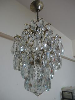 Antique Vintage Strawberry Style Crystal Chandelier Lamp Lustre 1940s 