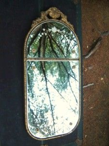 antique art deco hollywood regency gold gilt etched beveled mirror 