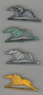 VINTAGE METAL TOY HORSE RACING Horses RACERS Game Pieces COLOR Antique 