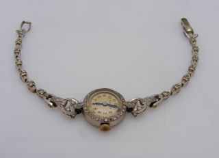 Antique Bulova Platinum Iridium Diamond Watch 14k