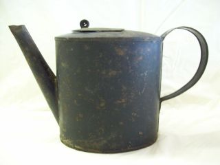 Antique Primitive Tin Tea Pot Water Oil Can Small Spout 1800s 19th 