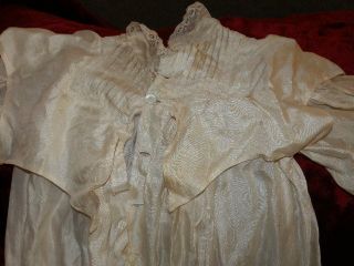Antique Cream Silk Doll or Childs Dress Victorian