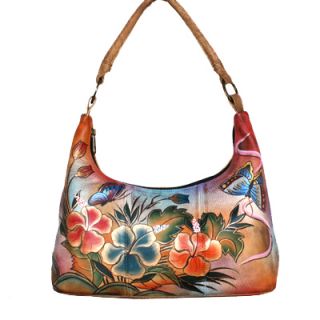 Anuschka Leather Small Hobo Bag Butterfly Rose Flowers