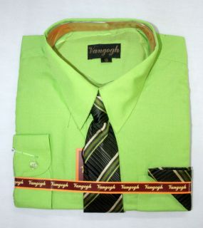 Boys Lime Green Long Sleeve Dress Shirt with Matching Tie New Sizes 4 