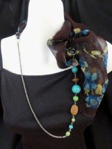 Patti Arbon Designs Flowers Redesigned Silk Scarf Necklace PSJ167 