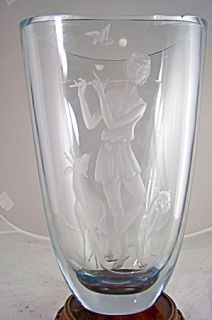 Monumental Swedish Art Deco Glass Vase Stromburg